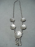Burdian Sosseah Vintage Native American Zuni Inlay Turquoise Sunfaces Sterling Silver Necklace-Nativo Arts