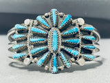 Tommy Lowe Signed Incredible Native American Navajo Turquoise Sterling Silver Bracelet-Nativo Arts