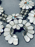 Very Intricate Vintage Native American Zuni Turquoise Sterling Silver Squash Blossom Necklace-Nativo Arts