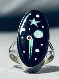 Cosmic Intricate Native American Navajo Opal Coral Sterling Silver Ring-Nativo Arts