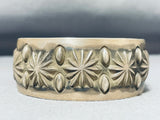 Phenomenal Vintage Native American Navajo Sterling Silver Stamp Nora Bill Bracelet-Nativo Arts