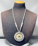 Native American One Of The Best Ever Vintage Zuni Turquoise Inlay Sterling Silver Necklace-Nativo Arts