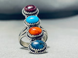 Colorful Native American Navajo Sleeping Beauty Turquoise Lapis Sterling Silver Ring-Nativo Arts