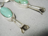 Huge Native American Navajo Royston Turquoise Sterling Silver Squash Earrings-Nativo Arts