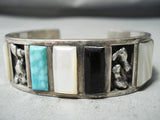 Native American Very Rare Vintage Navajo Carico Lake Turquoise Sterling Silver Bracelet-Nativo Arts