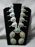 300 Gram Native American Green Turquoise Sterling Silver Squash Blossom Necklace-Nativo Arts