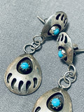 Wonderful Vintage Native American Navajo Sleeping Beauty Turquoise Sterling Silver Earrings-Nativo Arts