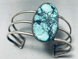 Rare Blue Blue Warrior Turquoise Vintage Native American Navajo Sterling Silver Bracelet-Nativo Arts