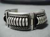 Exceptional Vintage Navajo Native American Sterling Silver Hinge Bracelet-Nativo Arts