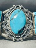 Important Vintage Native American Navajo Blue Diamond Turquoise Sterling Silver Bracelet-Nativo Arts