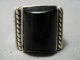 Huge Vintage Navajo Squared Onyx Sterling Silver Native American Ring-Nativo Arts