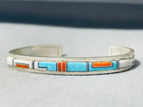 Important Vintage Native American Navajo Turquoise Sterling Silver Bracelet Signed-Nativo Arts