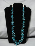 Chunky And Large Spiderweb Turquoise Vintage Native American Navajo Necklace Old-Nativo Arts