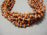 Native American Amazing Coriz Navajo Coral Heishi Sterling Silver Necklace-Nativo Arts