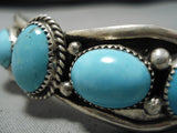 Stunning Vintage Native American Navajo Turquoise Wave Sterling Silver Bracelet Old Cuff-Nativo Arts