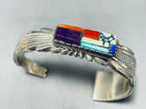 One Of Best Vintage Native American Navajo Dave Tune Turquoise Inlay Sterling Silver Bracelet-Nativo Arts
