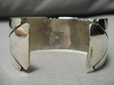 Superior Vintage Native American Navajo Hand Wrought Sterling Silver Lapis Bracelet Old-Nativo Arts