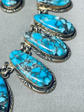 One Of The Best Vintage Native American Navajo Spiderweb Turquoise Sterling Silver Necklace Set-Nativo Arts