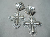 Remarkable Navajo Sterling Silver Cross Earrings Native American-Nativo Arts