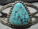Remarkable Vintage Native American Navajo Spiderweb Turquoise Sterling Silver Bracelet Old-Nativo Arts