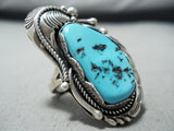 Rare Vintage Native American Navajo Sleeping Beauty Turquoise Sterling Silver Ring-Nativo Arts