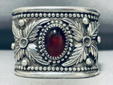 Very Rare Vintage Native American Navajo Red Carnelian Sterling Silver Leaf Bracelet-Nativo Arts