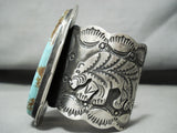 One Of The Biggest Best Bearr Bracelet Native American Navajo Turquoise Sterling Silver Bracelet-Nativo Arts