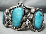 Heavy Vintage Native American Navajo Blue Diamond Turquoise Sterling Silver Bracelet-Nativo Arts