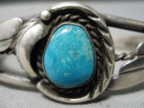 Marvelous Vintage Native American Navajo Kingman Turquoise Sterling Silver Bracelet Old-Nativo Arts