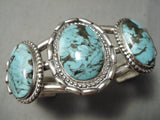 Opulent Vintage Native American Navajo Blue Diamond Turquoise Sterling Silver Bracelet Old-Nativo Arts