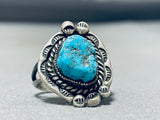 Horse Shoe Vintage Native American Navajo Turquoise Sterling Silver Bead Ring Old-Nativo Arts