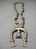 Superior Vintage Native American Navajo Torpedo Sterling Silver Turquoise Necklace Old-Nativo Arts