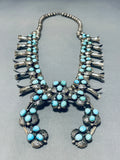 Womens Vintage Native American Navajo Turquoise Sterling Silver Squash Blossom Necklace-Nativo Arts