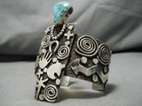 One Of Best Native American Navajo Alex Sanchez Turquoise Sterling Silver Bracelet-Nativo Arts