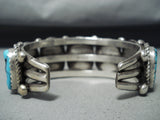 Signed Vintage Native American Navajo Sleeping Beauty Turquoise Sterling Silver Bracelet-Nativo Arts