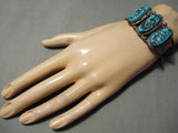 Incredible Vintage Native American Navajo Old Kingman Turquoise Sterling Silver Bracelet Old-Nativo Arts