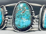Wonderful Vintage Native American Navajo Pilot Mountain Turquoise Sterling Silver Bracelet-Nativo Arts