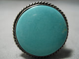 Huge Heavy Detailed Vintage Native American Navajo Men's Turquoise Sterling Silver Ring-Nativo Arts