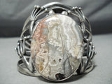 Huge Frog Vintage Native American Navajo Agate Sterling Silver Bracelet Cuff-Nativo Arts