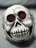 Native American Important Completely Hand Carved Skeleton Sterling Silver Ring-Nativo Arts