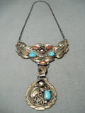 Harry B Yazzie Vintage Native American Navajo Turquoise Sterling Silver Gold Necklace-Nativo Arts