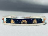 Signed Midnight Sky Native American Navajo Turquoise Sterling Silver Bracelet-Nativo Arts