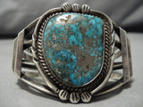 Chunky Dunky!! Vintage Native American Navajo Spiderweb Turquoise Sterling Silver Bracelet Old-Nativo Arts