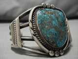 Chunky Dunky!! Vintage Native American Navajo Spiderweb Turquoise Sterling Silver Bracelet Old-Nativo Arts