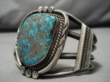 Chunky Dunky!! Vintage Native American Navajo Spiderweb Turquoise Sterling Silver Bracelet Old-Nativo Arts