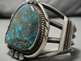 Chunky Dunky!! Vintage Native American Navajo Spiderweb Turquoise Sterling Silver Bracelet Old-Nativo Arts