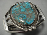 Chunky Dunky!! Vintage Native American Navajo Spiderweb Turquoise Sterling Silver Bracelet Old-Nativo Arts
