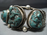 Chunky Green Turquoise Vintage Native American Jewelry Navajo Sterling Silver Bracelet Old-Nativo Arts
