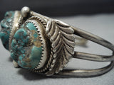 Chunky Green Turquoise Vintage Native American Jewelry Navajo Sterling Silver Bracelet Old-Nativo Arts