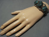 Chunky Green Turquoise Vintage Native American Jewelry Navajo Sterling Silver Bracelet Old-Nativo Arts